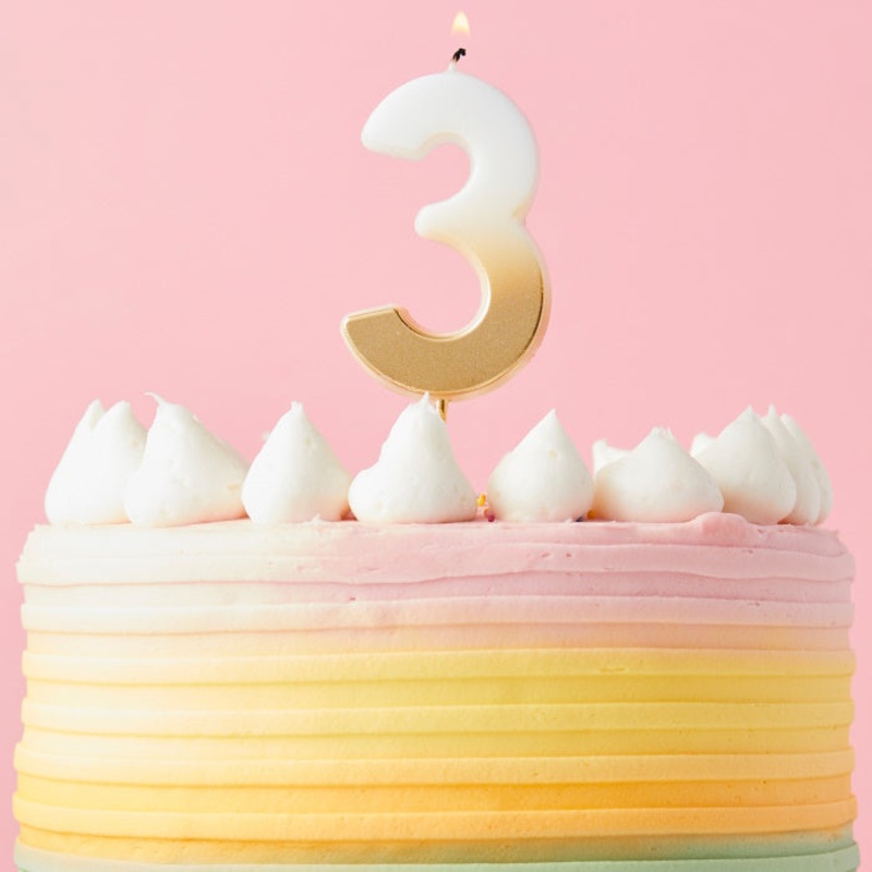 Gold Ombre Number 3 Candle