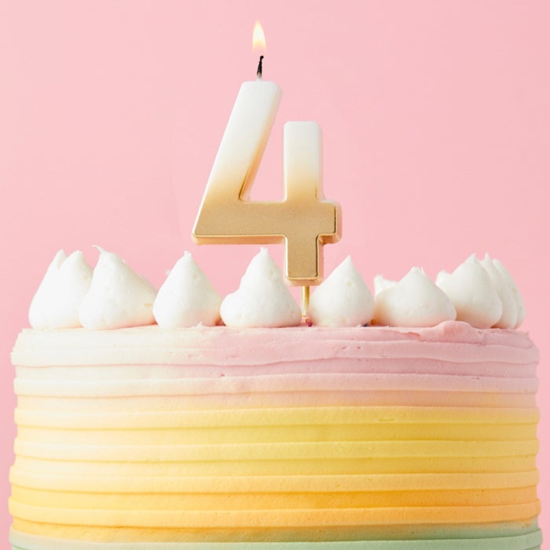 Gold Ombre Number 4 Candle