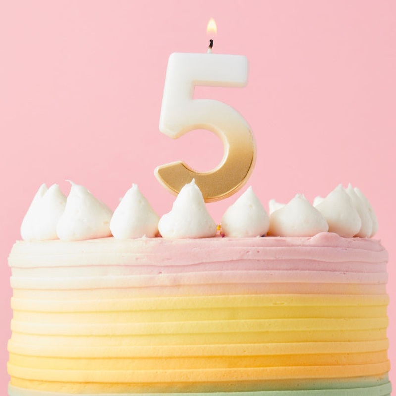 Gold Ombre Number 5 Candle