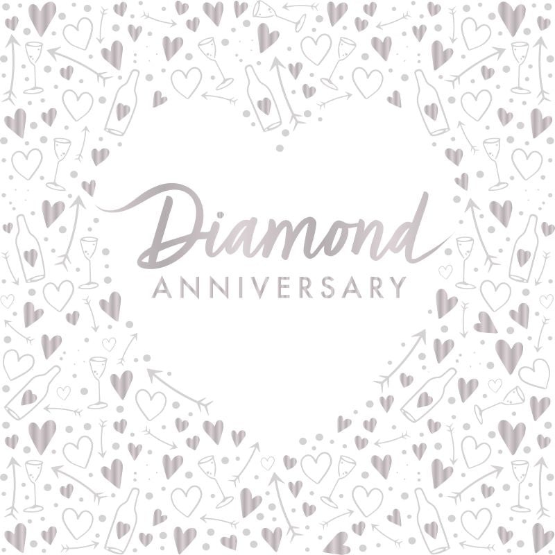 Heart 60th Wedding Anniversary Napkins Pack of 16
