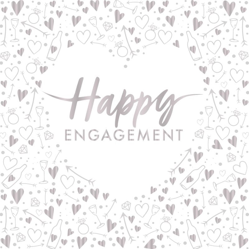 Hearts Happy Engagement Napkins 3 ply Pack of 16