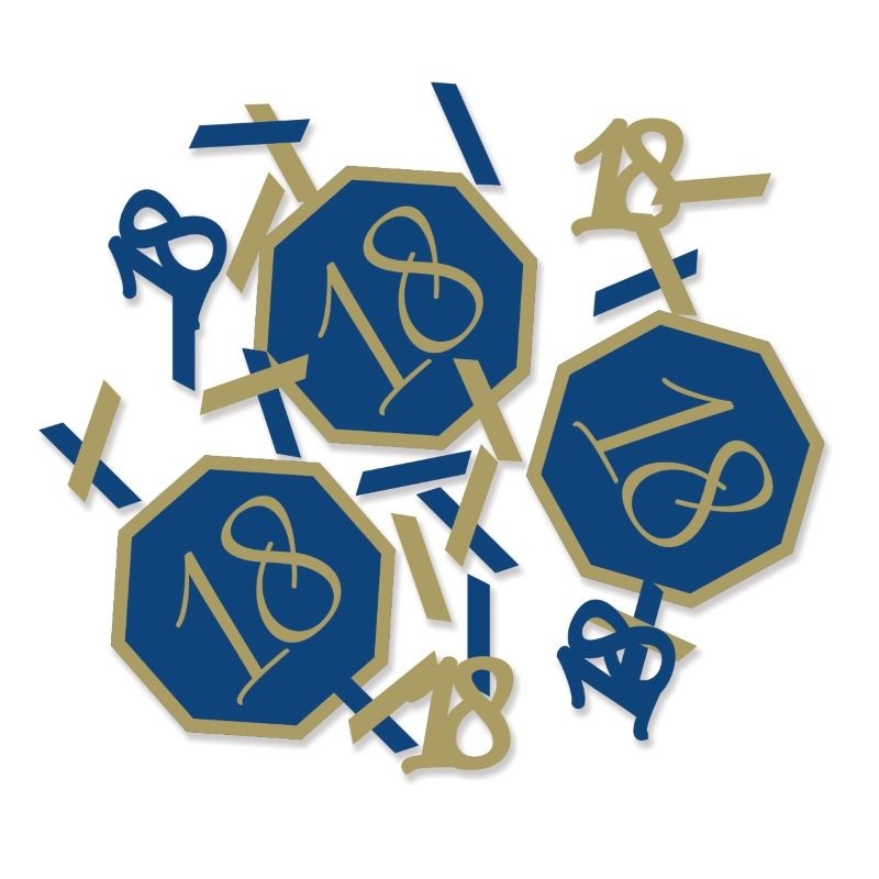 Navy Blue & Gold 18th Birthday Confetti