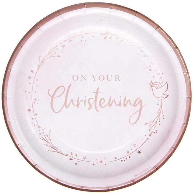 Pink Blush On Your Christening Party 23cm Plates Pack of 8