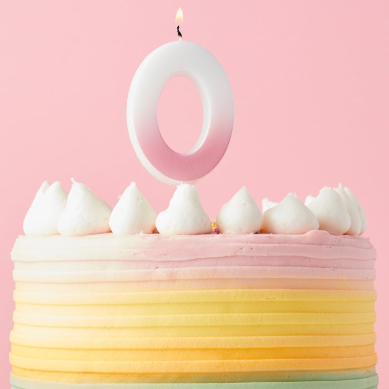 Pink Ombre Number 0 Candle
