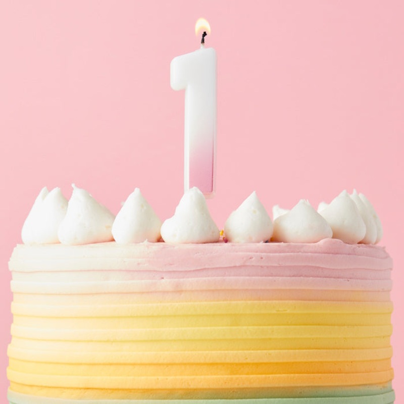 Pink Ombre Number 1 Candle