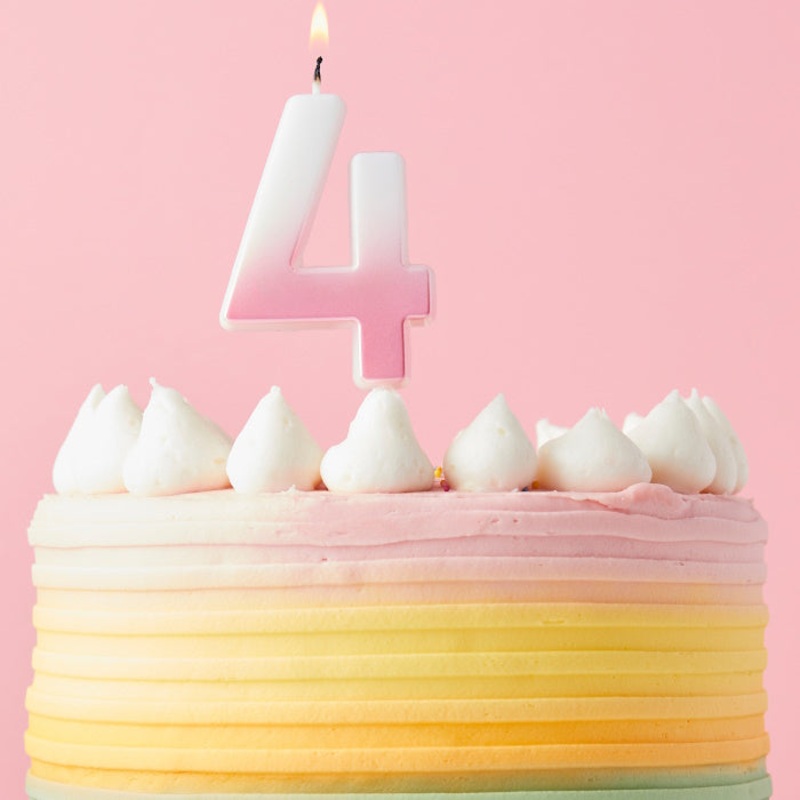 Pink Ombre Number 4 Candle