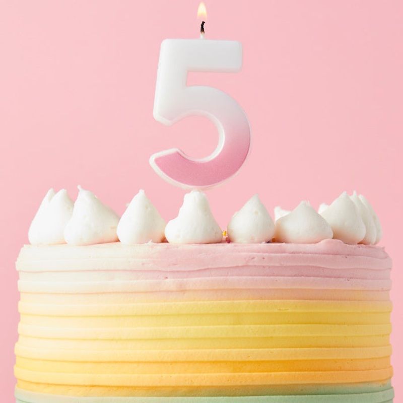 Pink Ombre Number 5 Candle