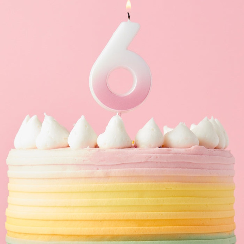 Pink Ombre Number 6 Candle