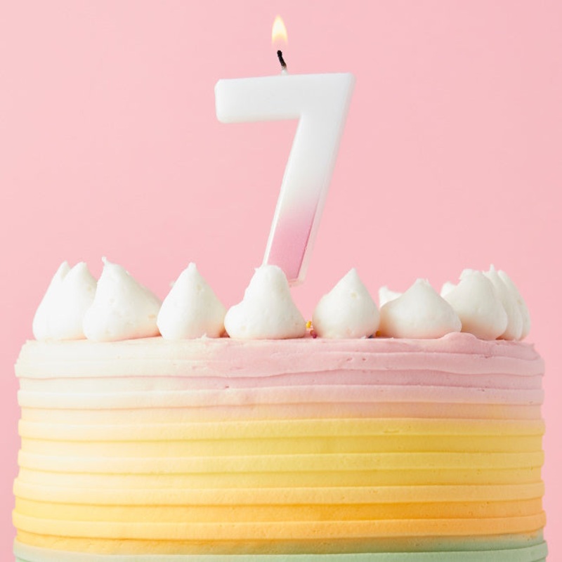 Pink Ombre Number 7 Candle