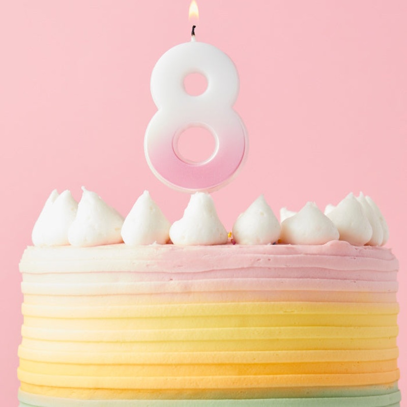 Pink Ombre Number 8 Candle