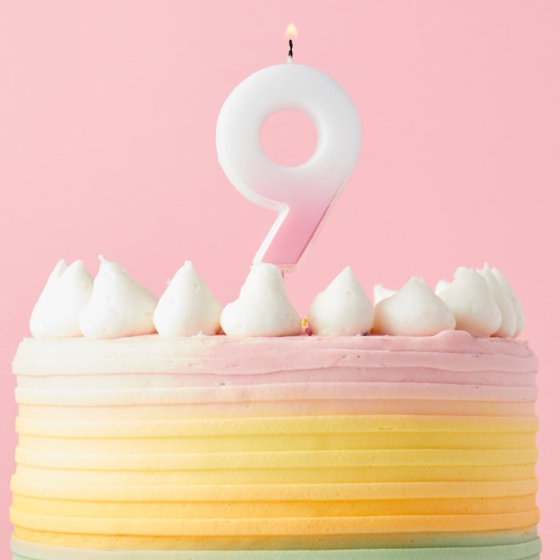 Pink Ombre Number 9 Candle