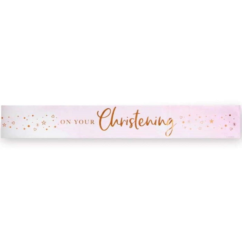 Rose Gold Christening Banner - Blush
